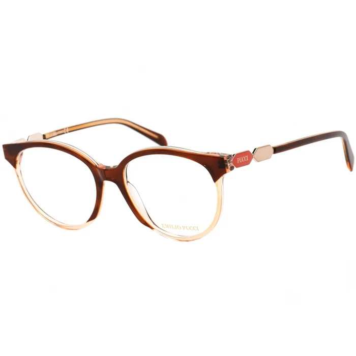 Emilio Pucci Women’s Eyeglasses – Havana and Orange Oval Plastic Frame | EP5184 056