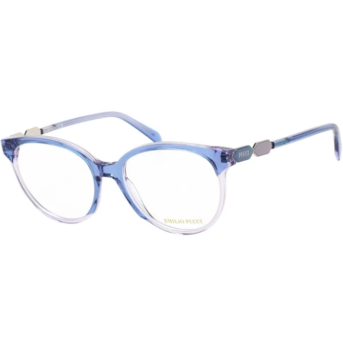 Emilio Pucci Women’s Eyeglasses – Light Blue and Light Grey Oval Frame | EP5184 086