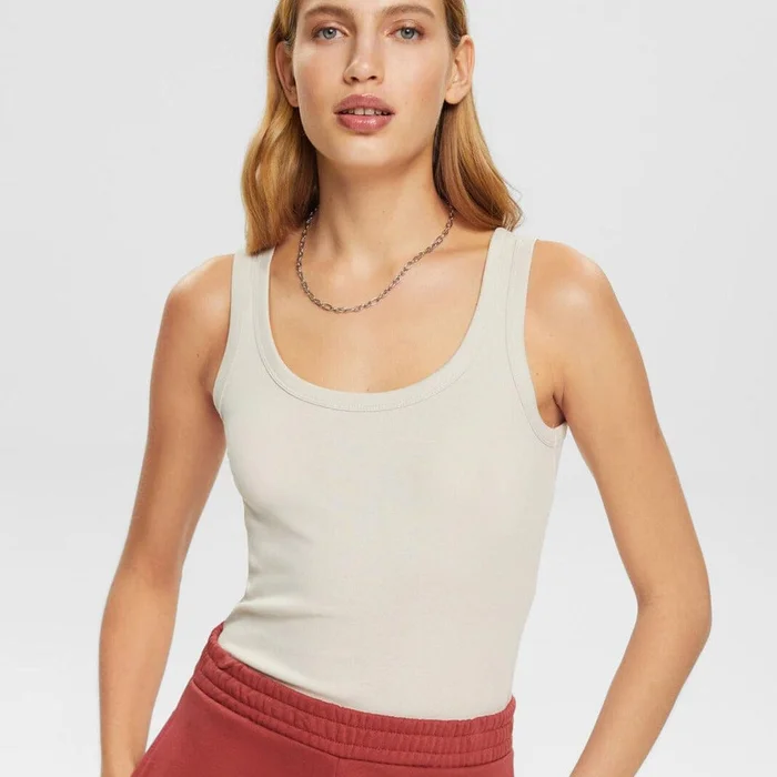 Esprit Organic cotton sleeveless top Beige