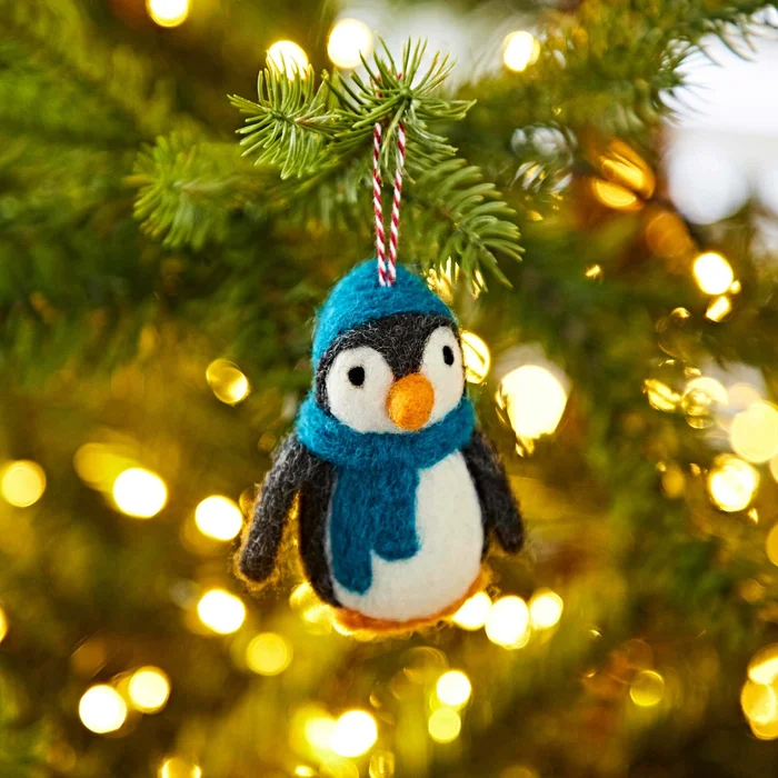 Felt Penguin in Hat and Scarf Christmas Decoration