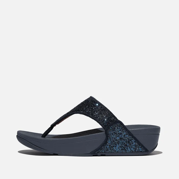 FitFlop Lulu Glitter Toe-Post Sandals in Midnight Navy