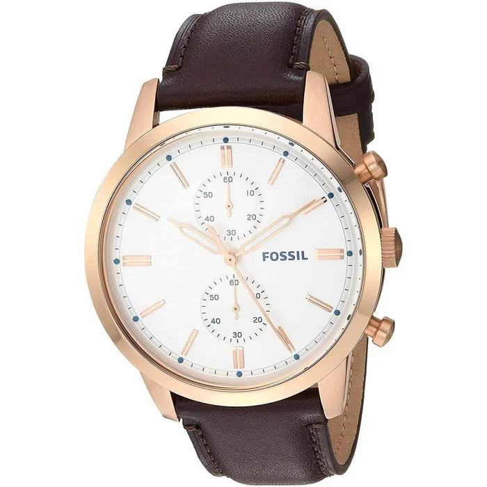 Fossil Men’s Chronograph Watch – Townsman Brown Leather Strap | FS5468