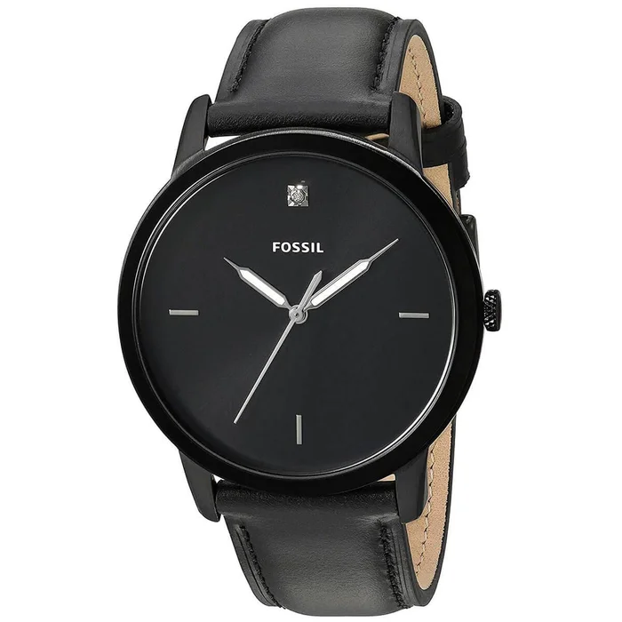 Fossil Men’s Diamond Watch – The Minimalist Carbon Series Black Dial Strap | FS5408