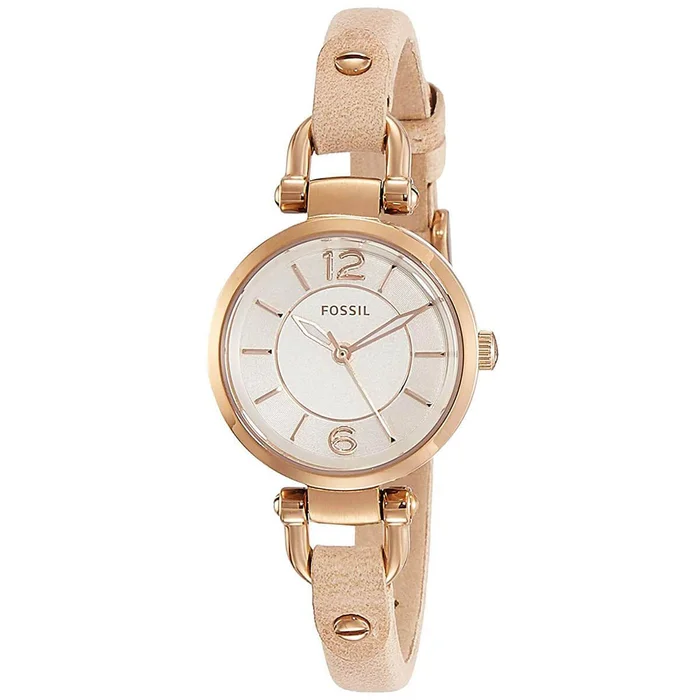 Fossil Women’s Quartz Watch – Georgia White Dial Beige Leather Strap | ES3745