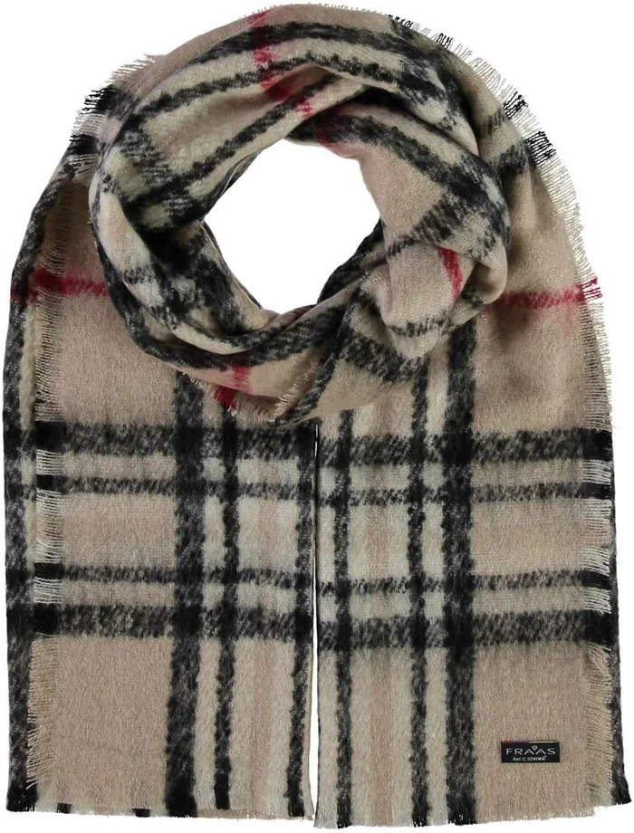 Fraas Boucle Check Blanket Scarf 170 Beige