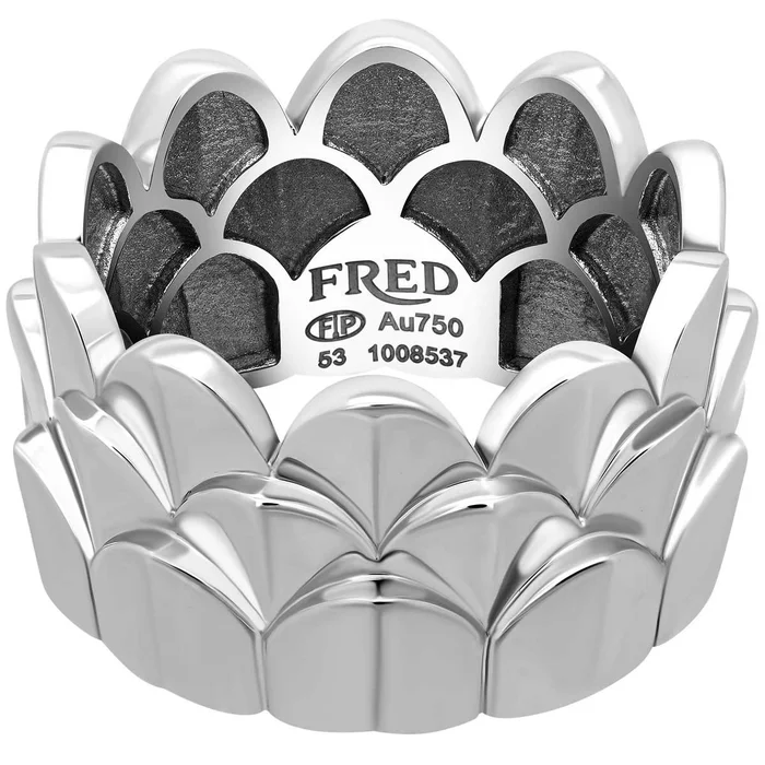 Fred of Paris Women’s Ring – Une Ile D’or Triple Arc Motif WG, Size 4.75 | 4B0747-049