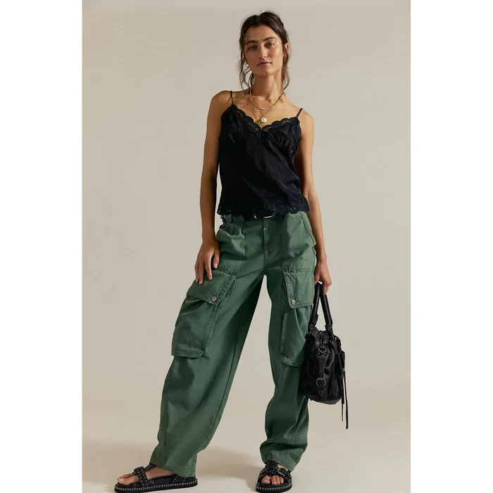 Free People Brentwood Slouch Pants in Aged Green
