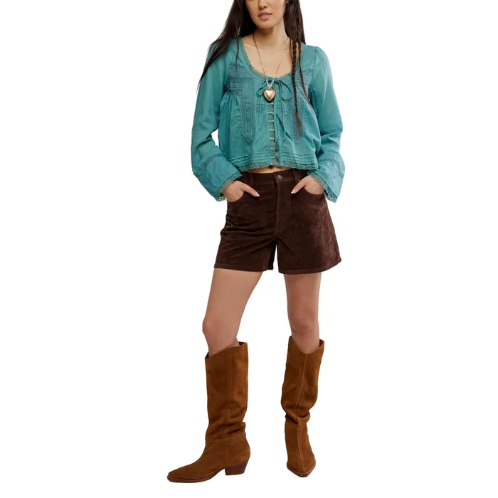 Free People Forevermore Long-Sleeve Top in Mineral Blue