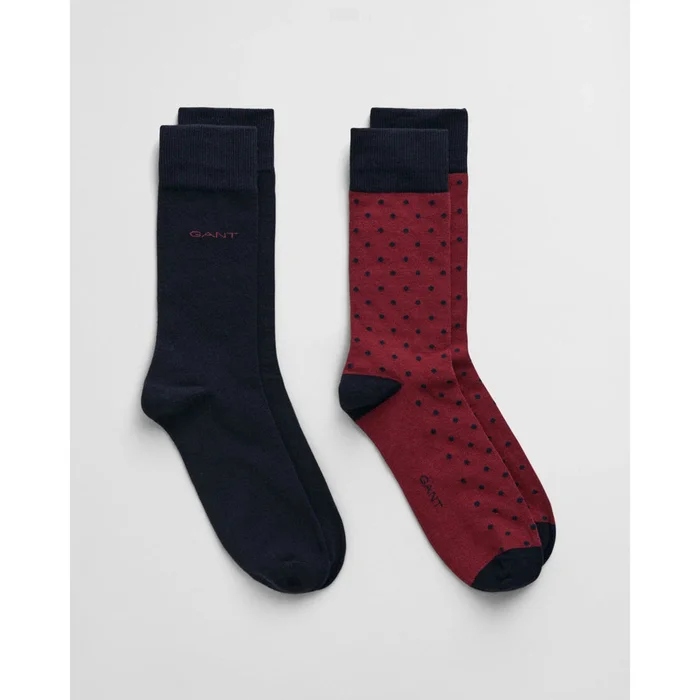 Gant 2-Pack Dot & Solid Socks In Plumped Red