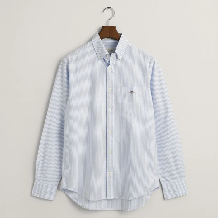 GANT Regular Oxford Banker Stripe Shirt in Light Blue