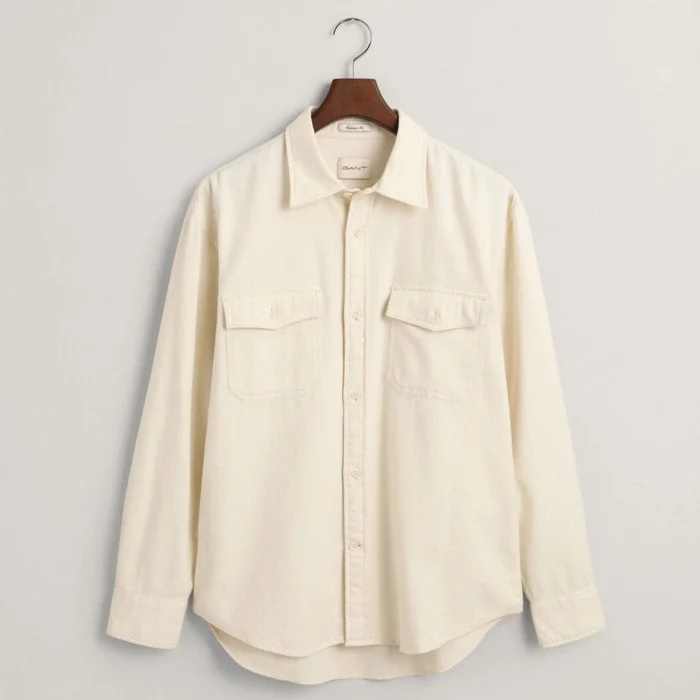 GANT Relaxed Fit Utility Shirt in Cream