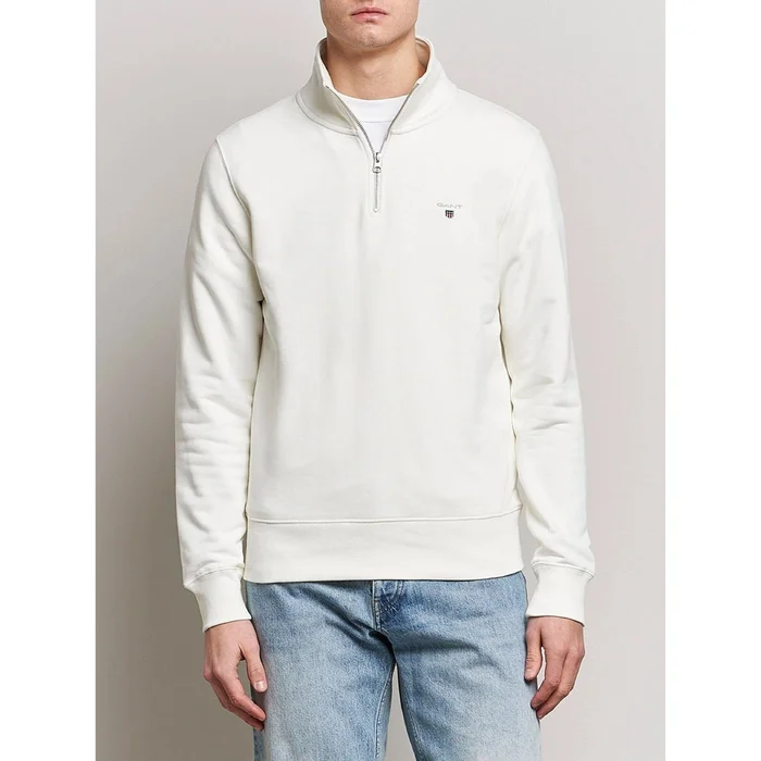 GANT Shield Half-Zip Sweatshirt In Eggshell