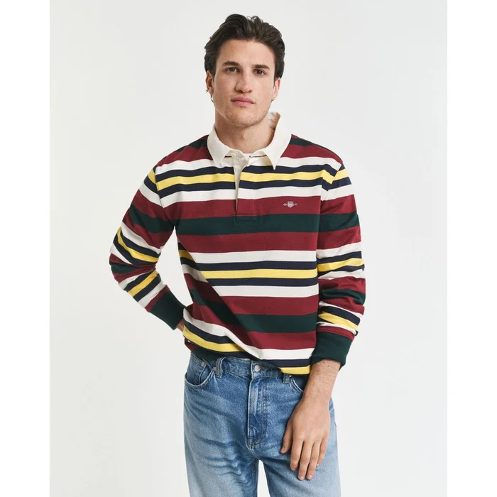 GANT Striped Heavy Rugger In Tartan Green