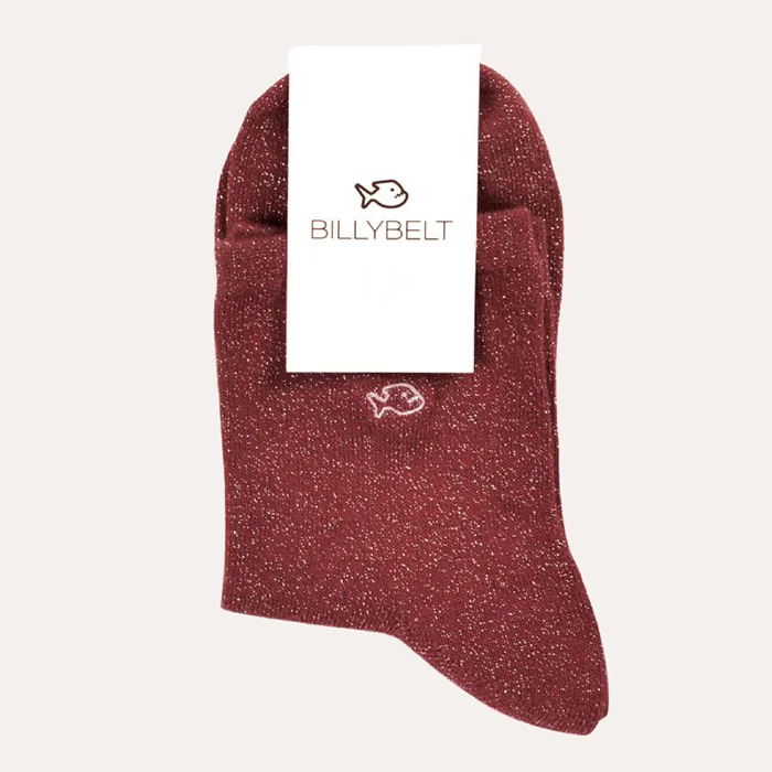 Glitter Socks Burgundy