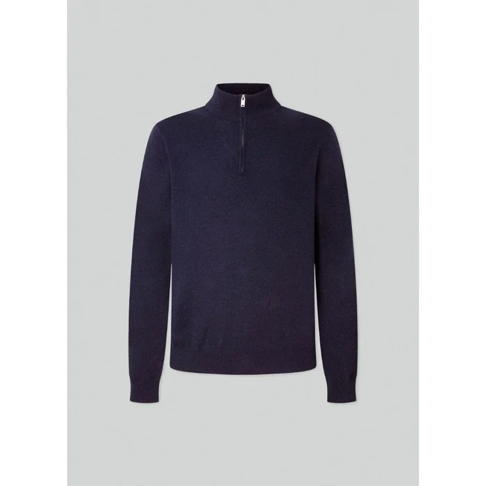 Hackett Merino Cash Mix Halfzip in Steel Blue