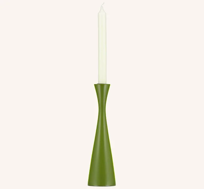 Handmade Wooden Candleholder Tall Olive Green