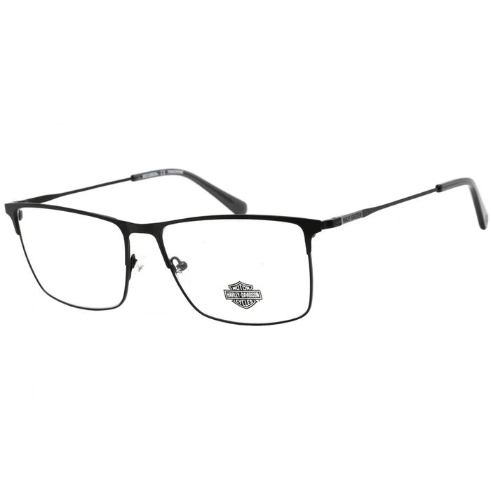 Harley Davidson Men’s Eyeglasses – Matte Black Rectangular Metal Frame | HD9018 002