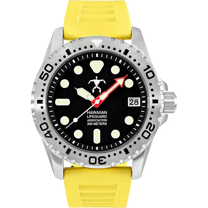 Hawaiian Lifeguard Association Men’s Watch – Rotating Bezel Yellow Strap | HLA 5403