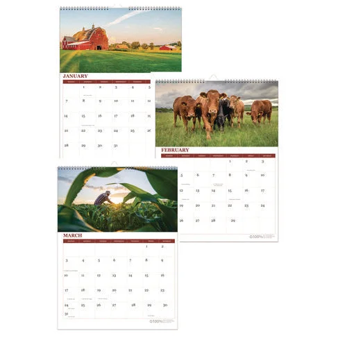House Of Doolittle 100% Recycled Farm Life Wall Calendar 11×14 White/multicolor Sheets 12-month (jan-dec): 2025