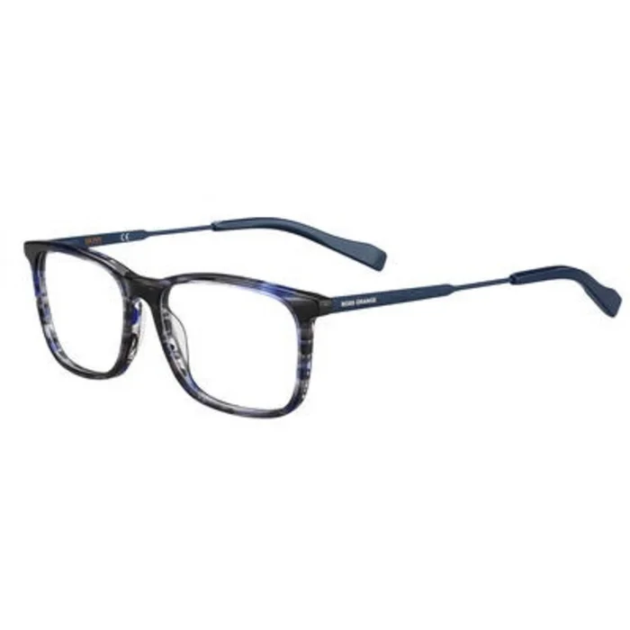 Hugo Men’s Eyeglasses – Clear Lens Striped Blue Rectangular Frame | Bo 0307 0AVS 00
