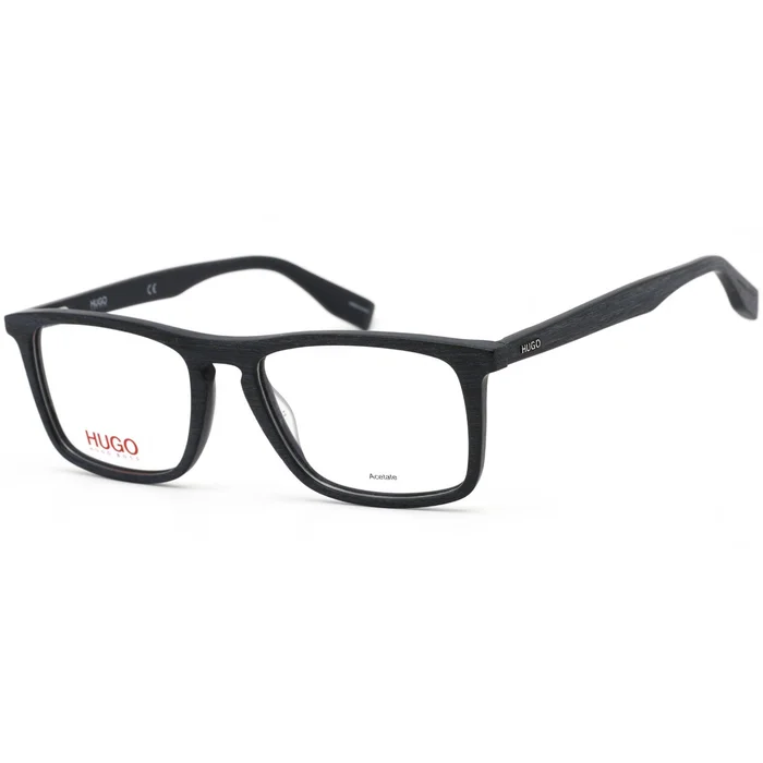 Hugo Men’s Eyeglasses – Matte Blue Wood Rectangular Acetate Frame | HG 0322 02WF 00