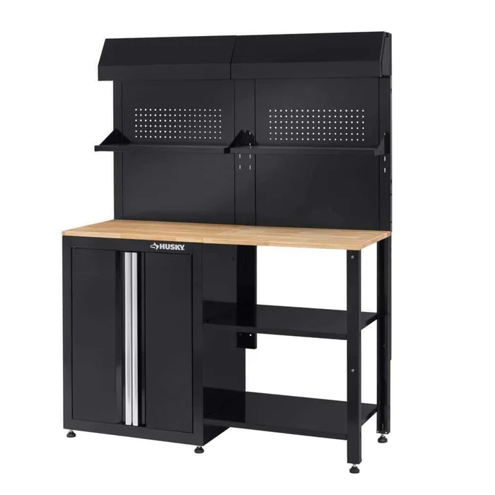 Husky G52006S1-US 6-Piece Ready-to-Assemble Steel Garage Workstation in Black (53 in. W x 69.5 in. H x 19.5 in. D)