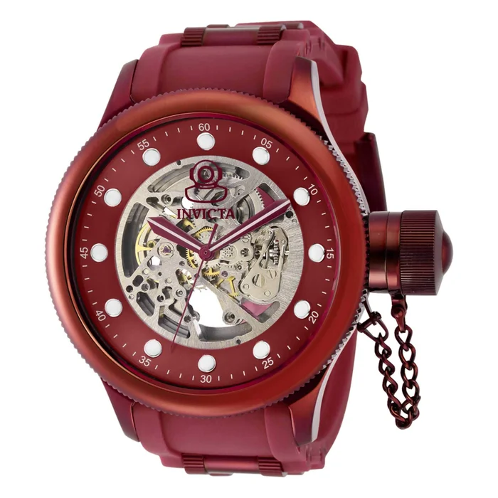 Invicta Men’s Automatic Watch – Pro Diver Skeleton Dial Burgundy, Red Strap | 40740