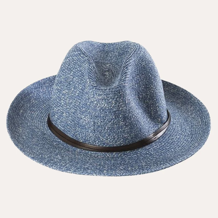 Leather Band Fedora Denim