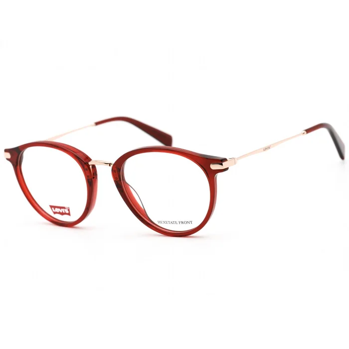 Levi’s Women’s Eyeglasses – Clear Demo Lens Red/Gold Round Frame | LV 5006 0C9A 00