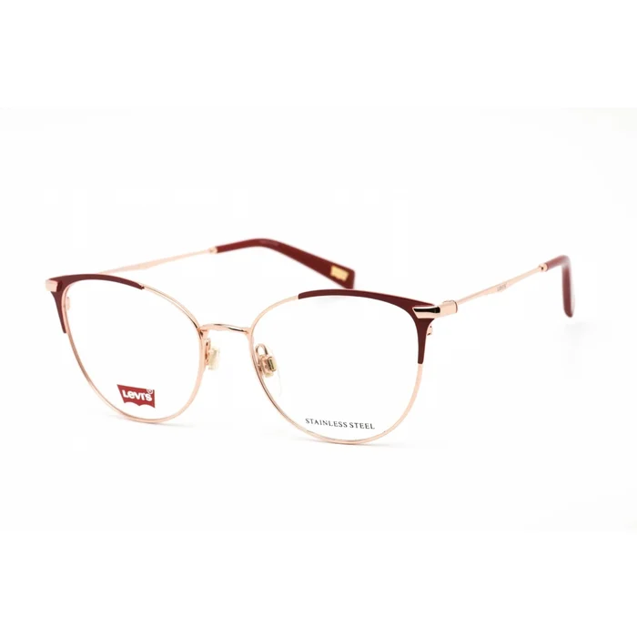 Levi’s Women’s Eyeglasses – Clear Lens Burgundy Gold Cat Eye Frame | LV 5025 0YK9 00