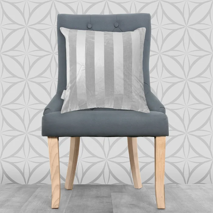 Lisa Pryde Luxury Velvet Cushion – Grey Striped