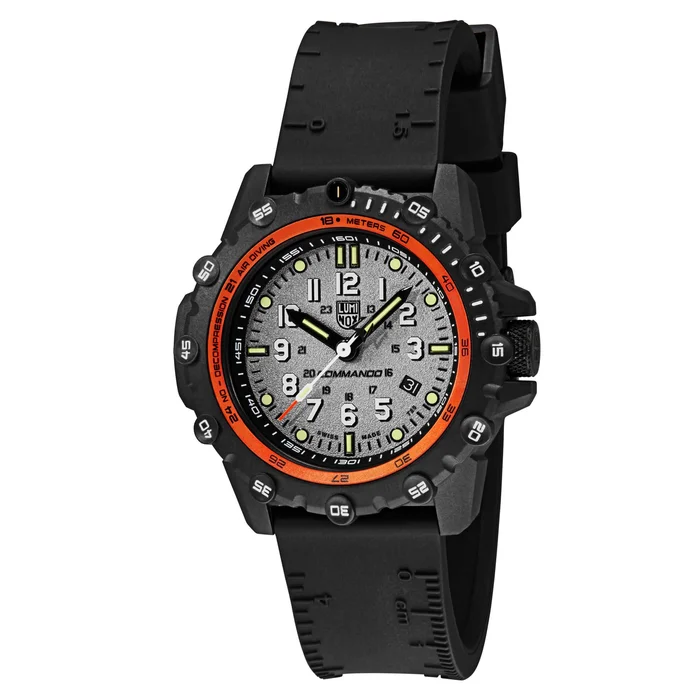 Luminox Men’s Quartz Watch – Commando Frogman Grey Dial Black Rubber Strap | 3301