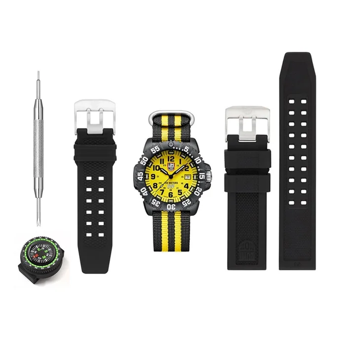 Luminox Men’s Quartz Watch Set – Sea Navy Seal Yellow and Black Nylon Strap | 3955.SEF