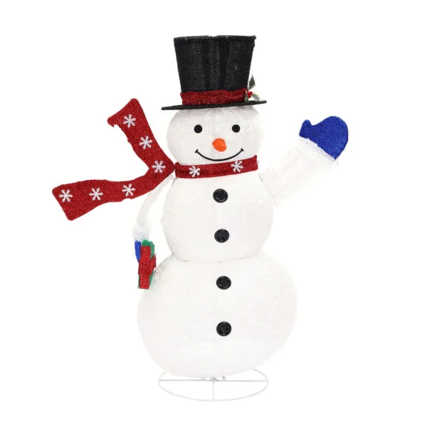 LuxenHome 49.2-in Snowman Yard Decoration with White LED Lights