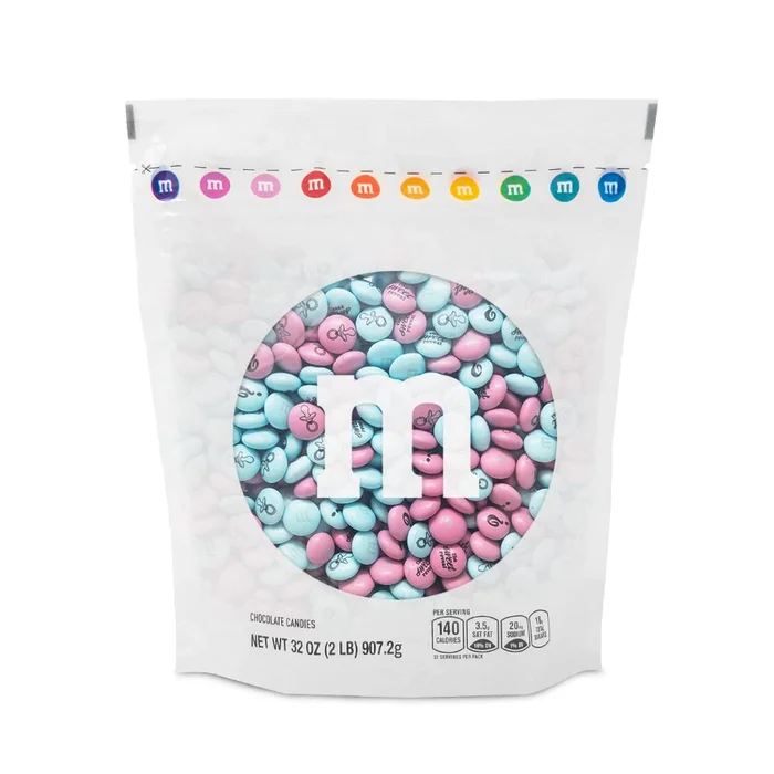 M&M’S Light Blue & Pink Milk Chocolate Candy – 2 lb Resealable Bag of M&M’S for Gender Reveals
