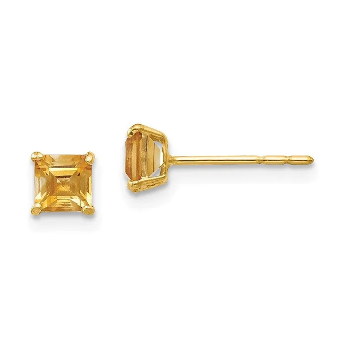 Madi K Kid’s 14k Citrine 4mm Square Post Earrings