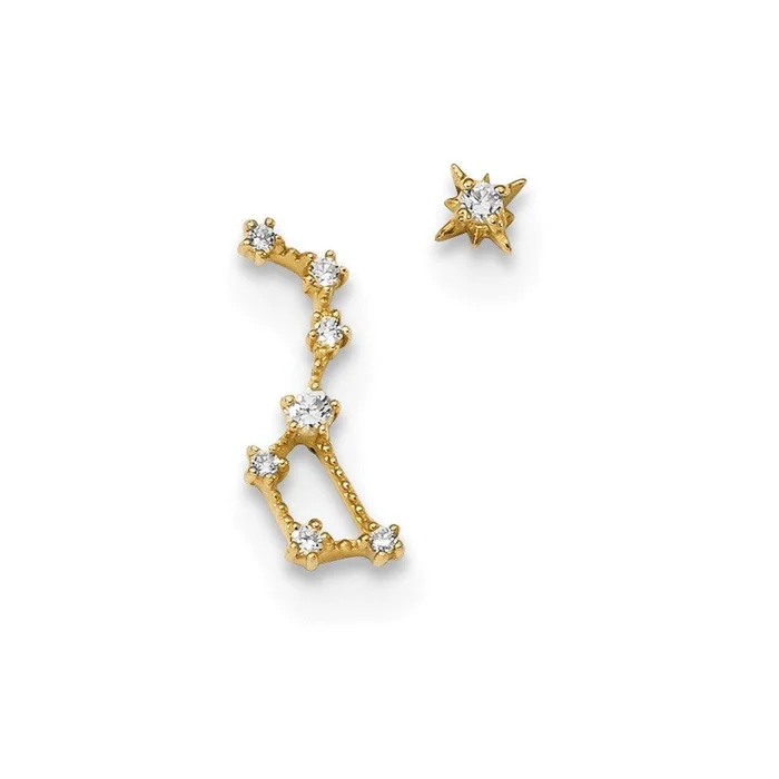 Madi K Kid’s 14k CZ 1 Stud Star & 1 Little Dipper Post Earrings