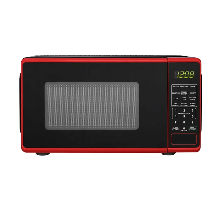 Mainstays 0.7 Cu ft Countertop Microwave Oven, 700 Watts, Red