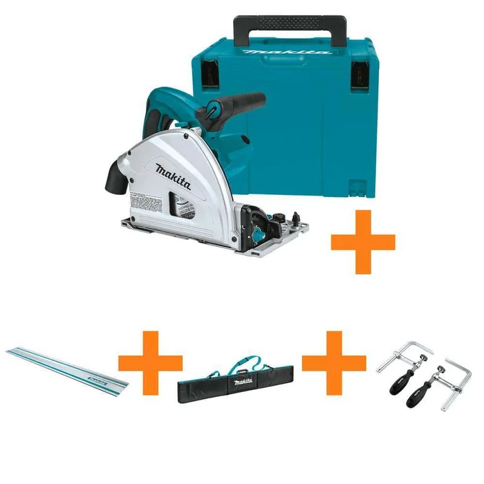 Makita SP6000J85E07023 6-1/2″ Plunge Circular Saw, with Stackable Tool Case with bonus 55″ Guide Rail, Premium Guide Rail Bag for 55″ & Clamps