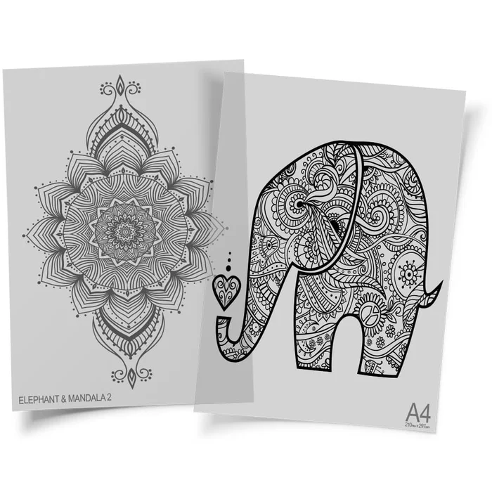 Mandala and Elephant 2 Transfer Doodles