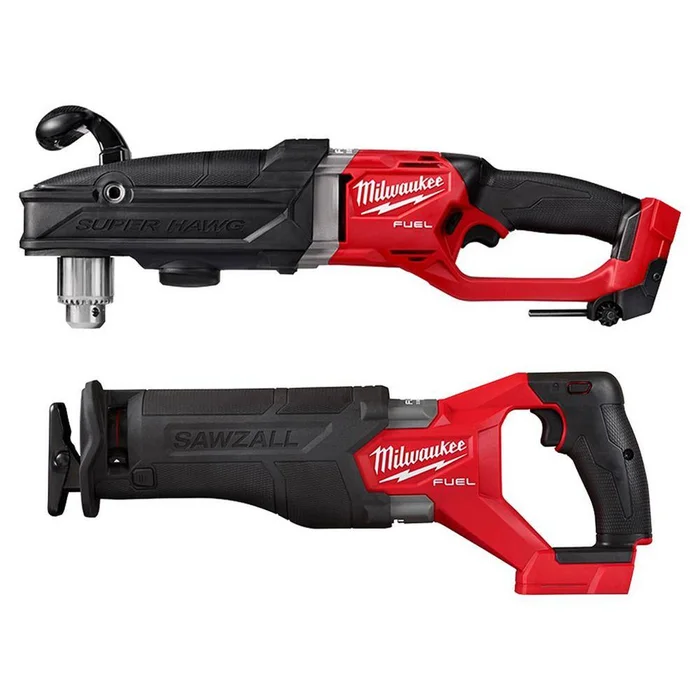 Milwaukee 2809-20-2821-20 M18 FUEL 18V Lithium-Ion Brushless Cordless GEN 2 SUPER HAWG 1/2 in. Right Angle Drill w/M18 FUEL Reciprocating Saw