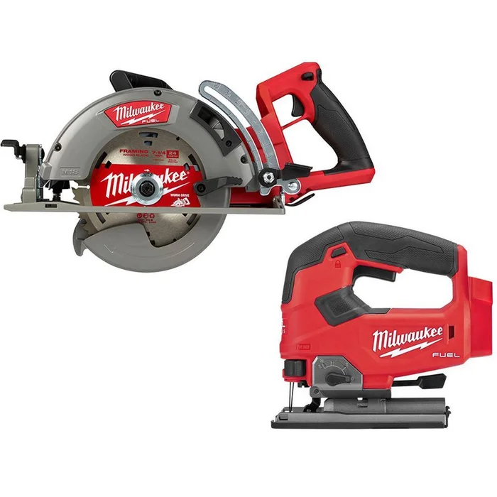 Milwaukee 2830-20-2737-20 M18 FUEL 18V Lithium-Ion Cordless 7-1/4 in. Rear Handle Circular Saw with M18 FUEL Jig Saw