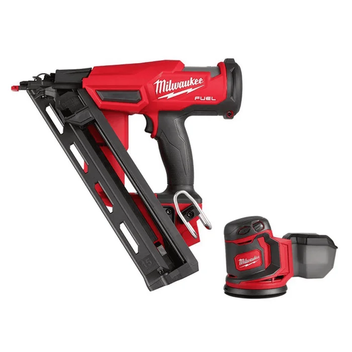 Milwaukee 2839-20-2648-20 M18 FUEL 18-Volt Lithium-Ion Brushless Cordless Gen II 15-Gauge Angled Nailer with Random Orbit Sander