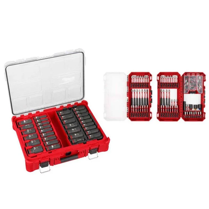 Milwaukee SHOCKWAVE Impact-Duty 1/2 in. Drive Metric & SAE Deep Well PACKOUT Impact Socket Set w/Screw Driver Bit Set (131-Piece)