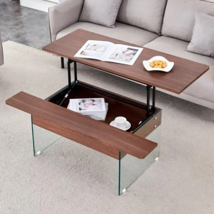 Multifunctional Lift Top Coffee Table -Dark Wood Color Grain Sticker, Essential for Modern GL-W2920P226074
