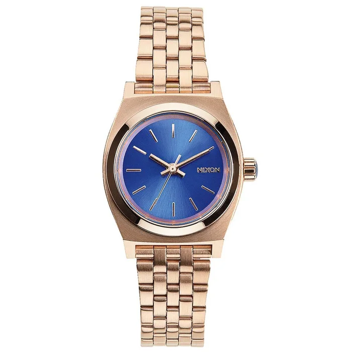 Nixon A3991748 Women’s Small Time Teller Blue Dial Rose Gold Plated Steel Bracelet Watch
