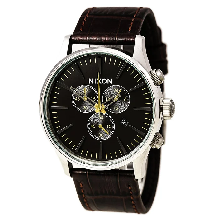 Nixon A4051887 Men’s Sentry Chrono Brown Dial Brown Leather Strap Watch