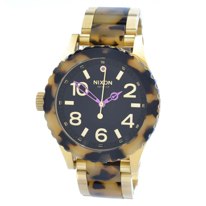 Nixon A4102584 Men’s 38-20 Black Face Cream Tortoise Bracelet Watch