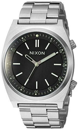 Nixon Men’s Bracelet Watch – Brigade Black Rotating Dial Silver Tone | A11762474