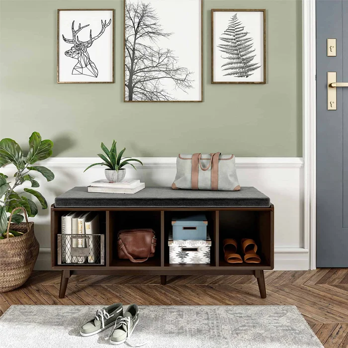 Novogratz Brittany Entryway Bench, Walnut